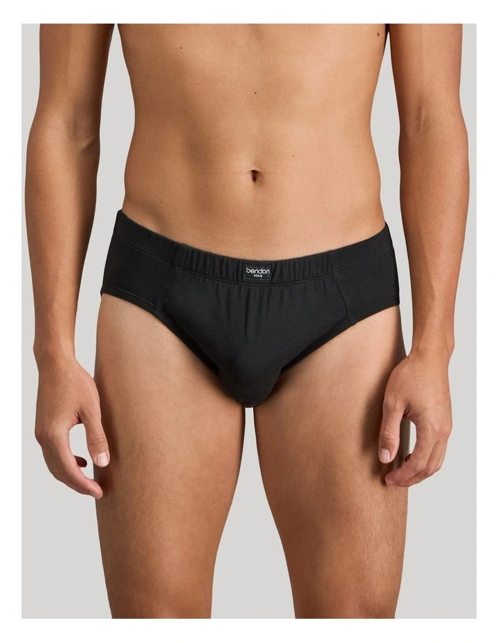 Cotton Stretch Mens Brief in Black image 1