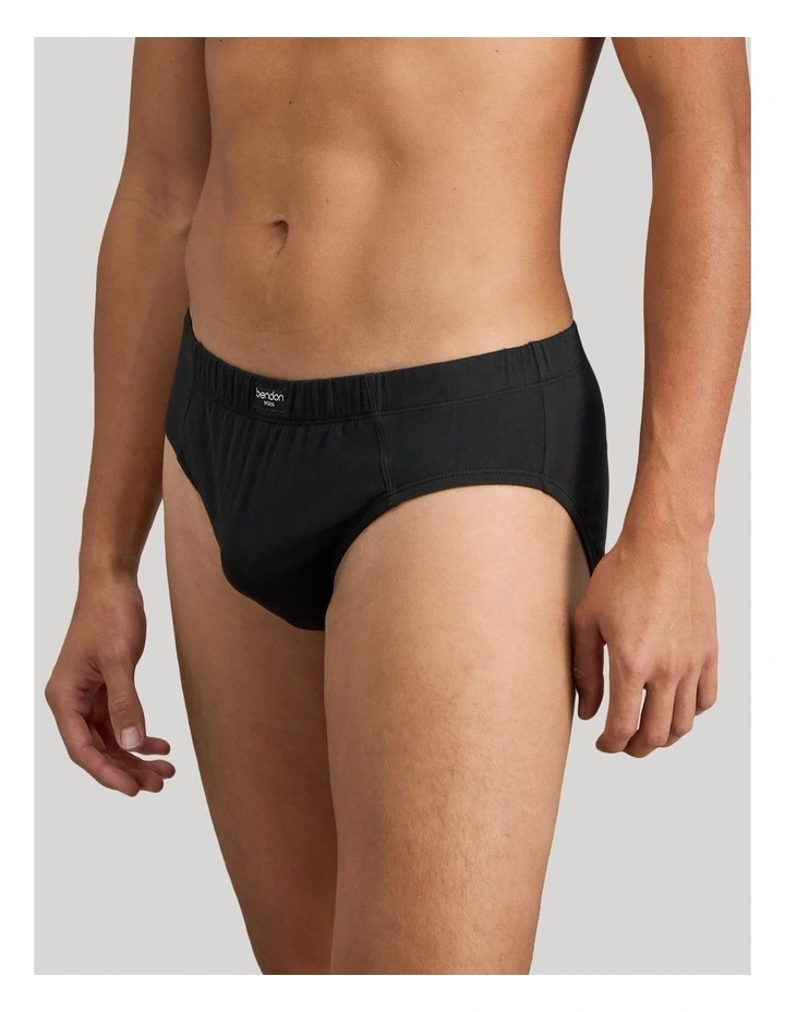 Cotton Stretch Mens Brief in Black image 3