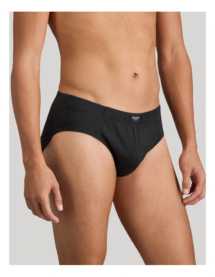 Cotton Stretch Mens Brief in Black image 4