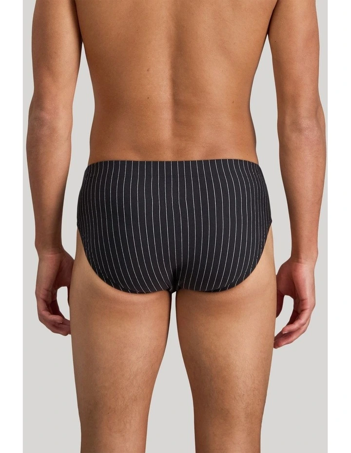 Cotton Stretch Mens Brief in Black Pinstripe image 2