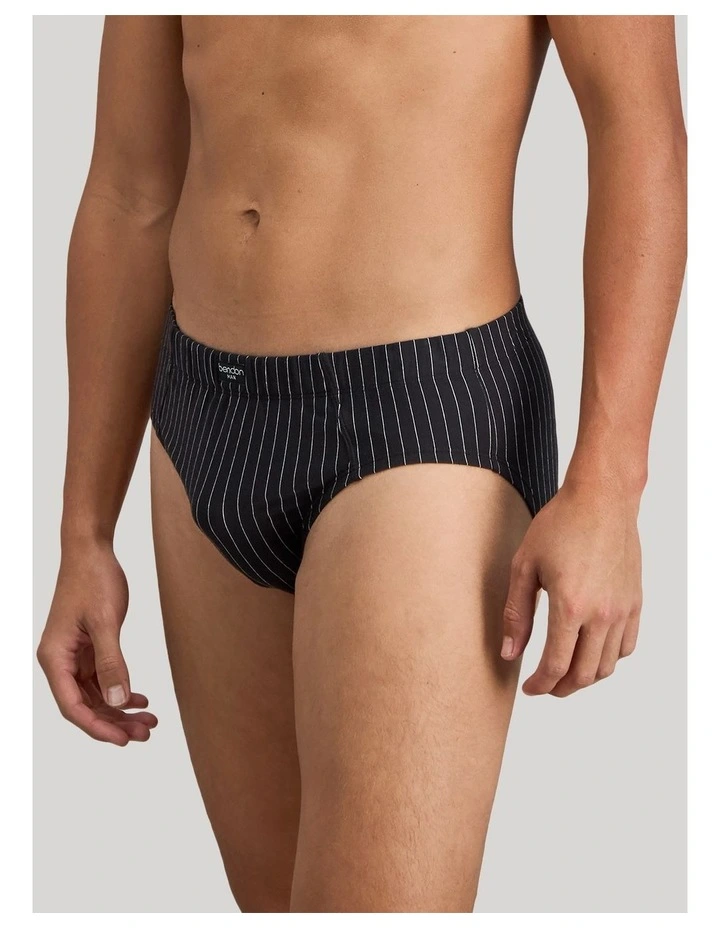 Cotton Stretch Mens Brief in Black Pinstripe image 3