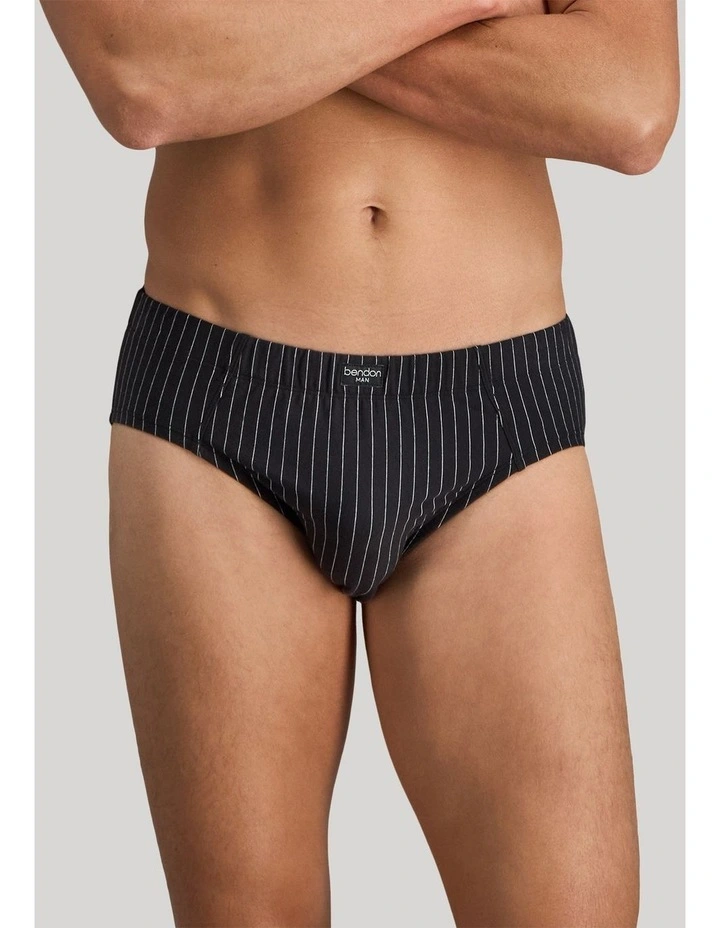 Cotton Stretch Mens Brief in Black Pinstripe image 4