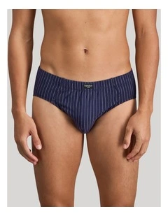 Cotton Stretch Mens Brief in Peacoat Pinstripe