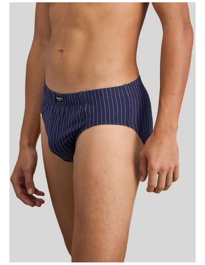Cotton Stretch Mens Brief in Peacoat Pinstripe image 3