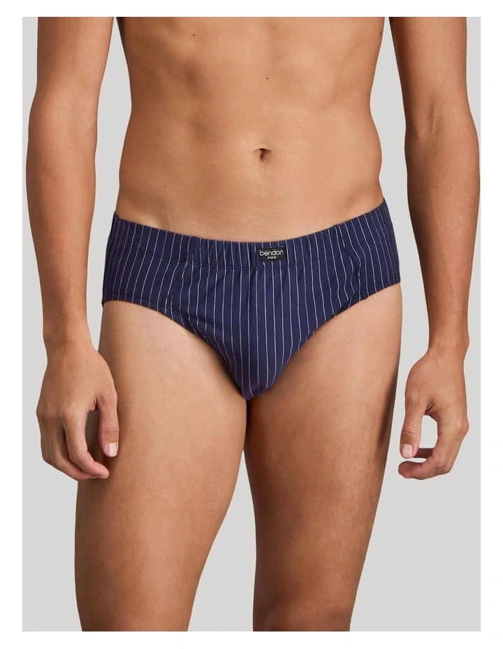 Cotton Stretch Mens Brief in Peacoat Pinstripe image 4