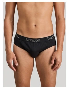 Cotton Texture Mens Brief in Black