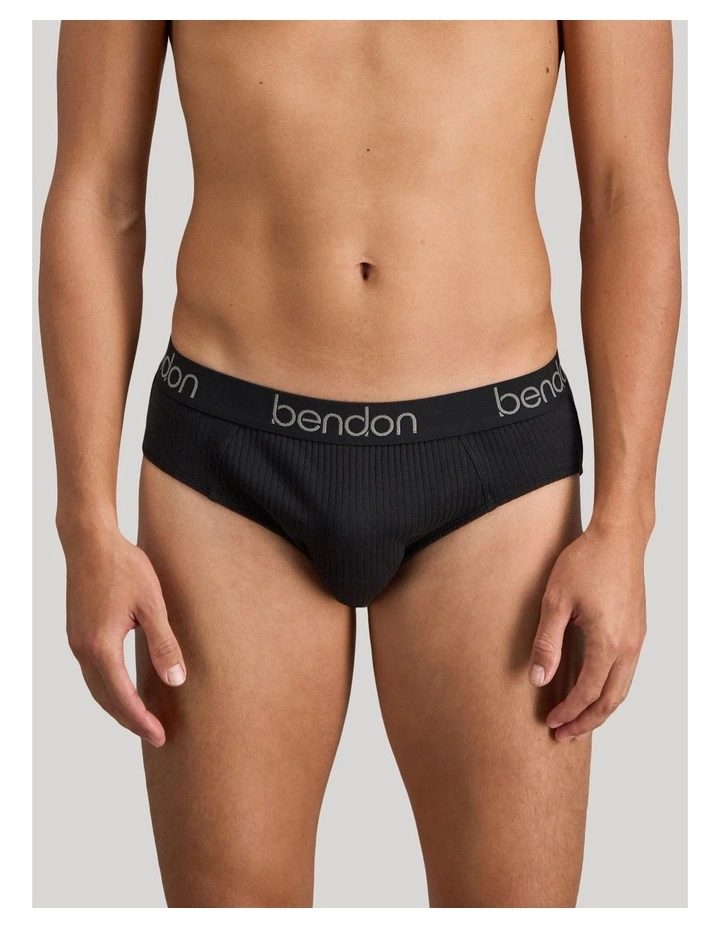 Cotton Texture Mens Brief in Black image 1