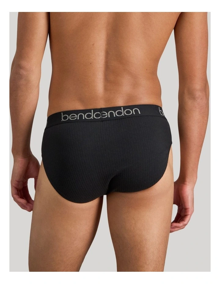 Cotton Texture Mens Brief in Black image 2