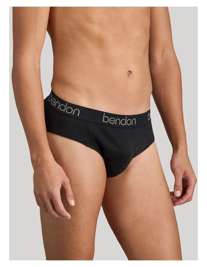 Cotton Texture Mens Brief in Black image 3