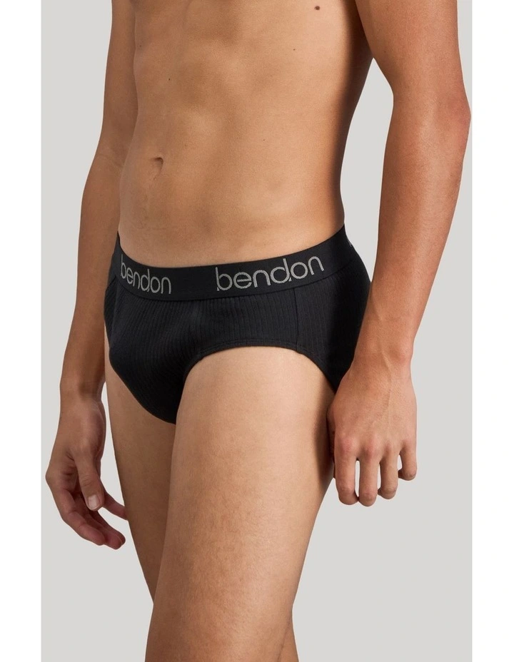 Cotton Texture Mens Brief in Black image 4