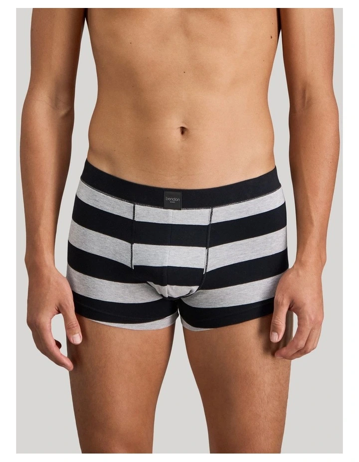 Rugby Stripe Mens Trunk in Black Rugby Stripe image 1