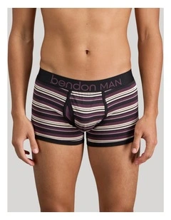 Bold Stripe Mens Trunk in Black/Plum Stripe