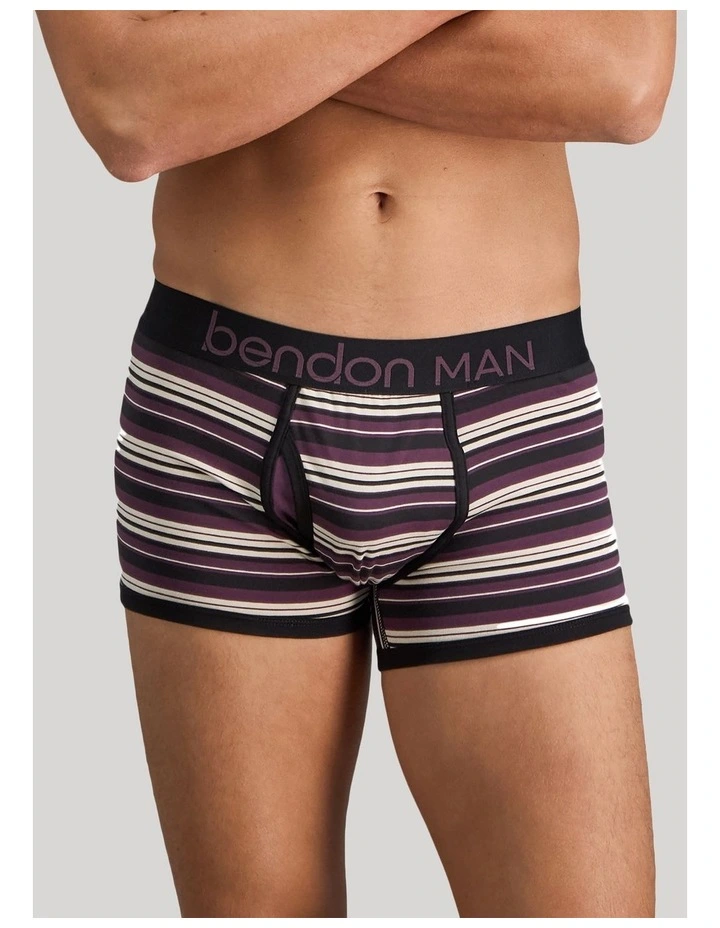 Bold Stripe Mens Trunk in Black/Plum Stripe image 3