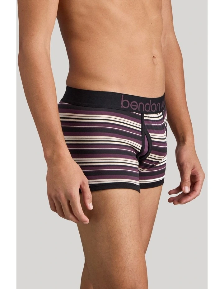 Bold Stripe Mens Trunk in Black/Plum Stripe image 4