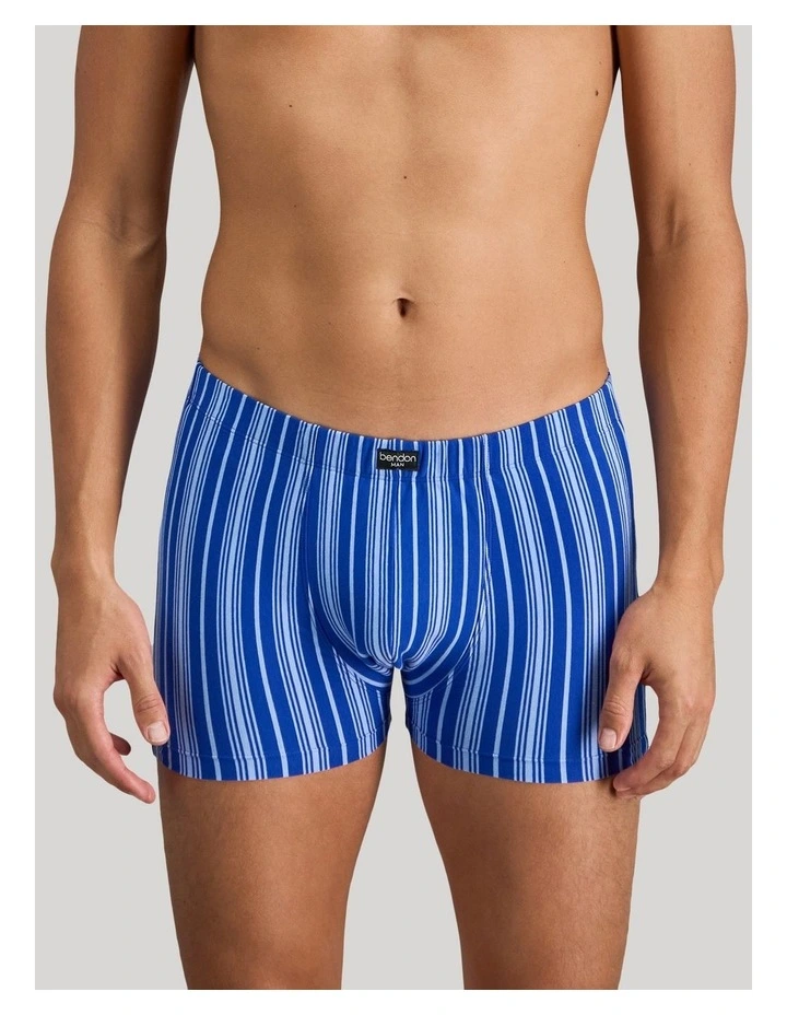 Cotton Stretch Mens Trunk in Surf The Web Stripe image 1