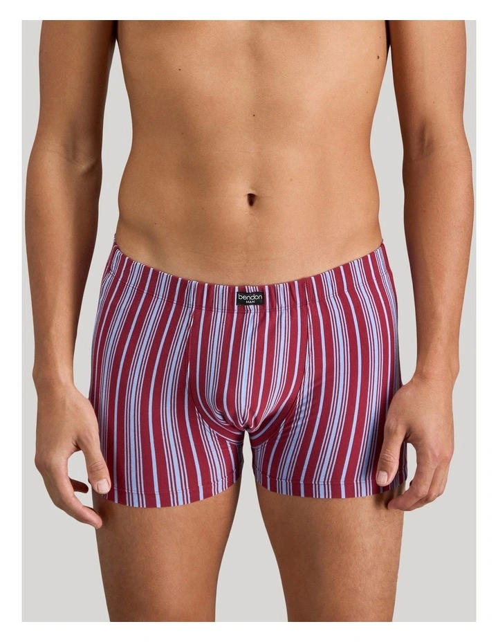 Cotton Stretch Mens Trunk in Tibetan Red Stripe image 1
