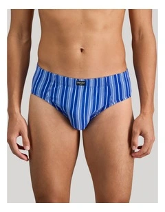 Cotton Stretch Mens Brief in Surf The Web Stripe