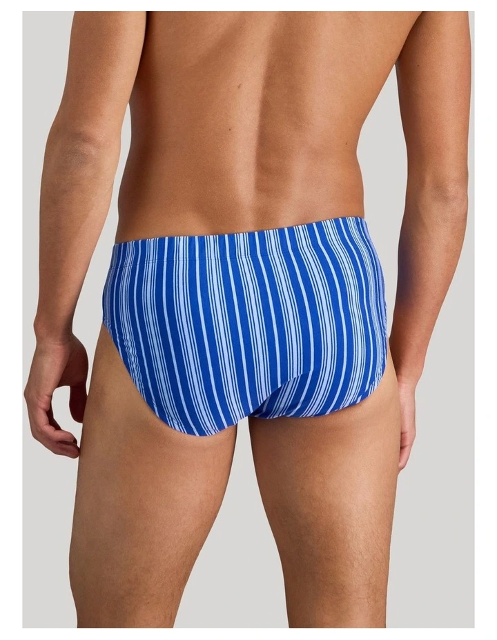 Cotton Stretch Mens Brief in Surf The Web Stripe image 2