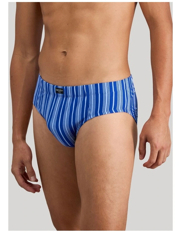 Cotton Stretch Mens Brief in Surf The Web Stripe image 3