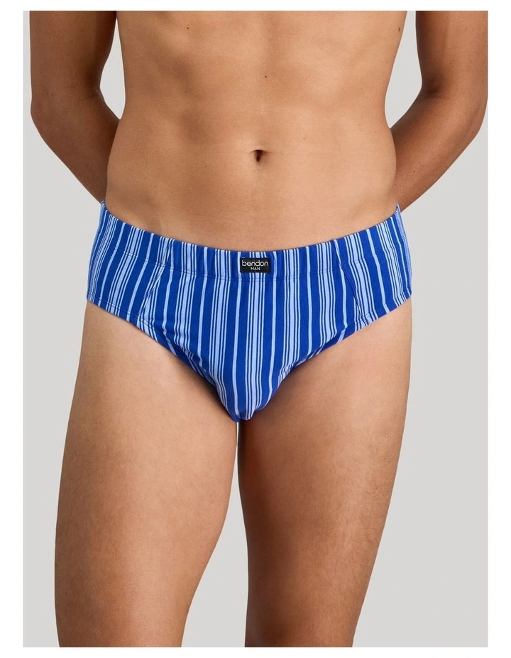 Cotton Stretch Mens Brief in Surf The Web Stripe image 4