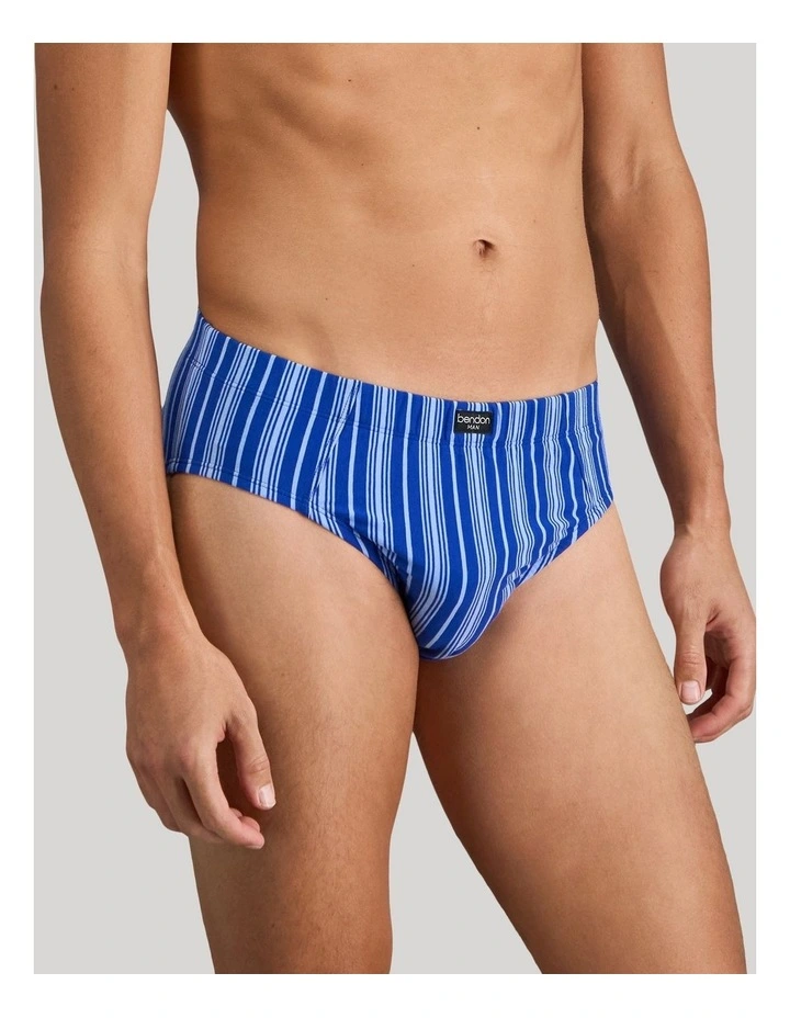 Cotton Stretch Mens Brief in Surf The Web Stripe image 5