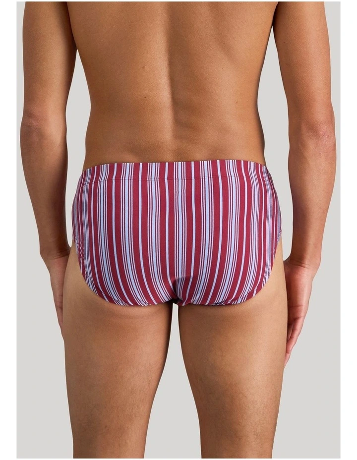 Cotton Stretch Mens Brief in Tibetan Red Stripe image 2