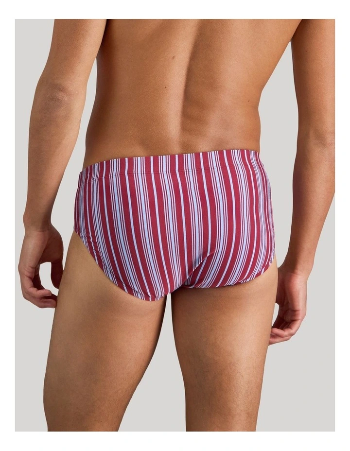 Cotton Stretch Mens Brief in Tibetan Red Stripe image 4