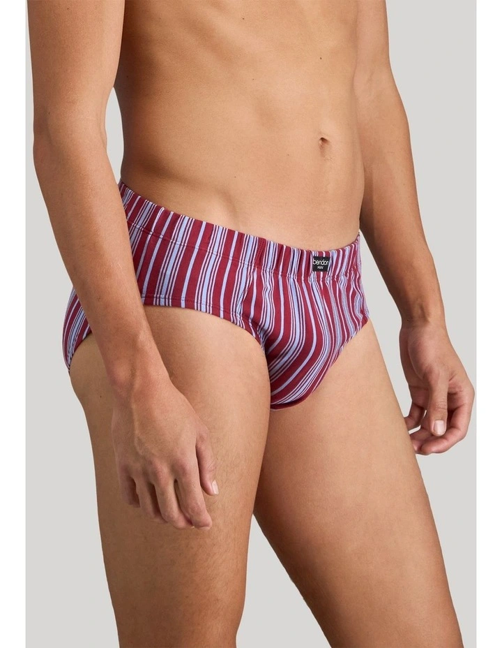 Cotton Stretch Mens Brief in Tibetan Red Stripe image 6