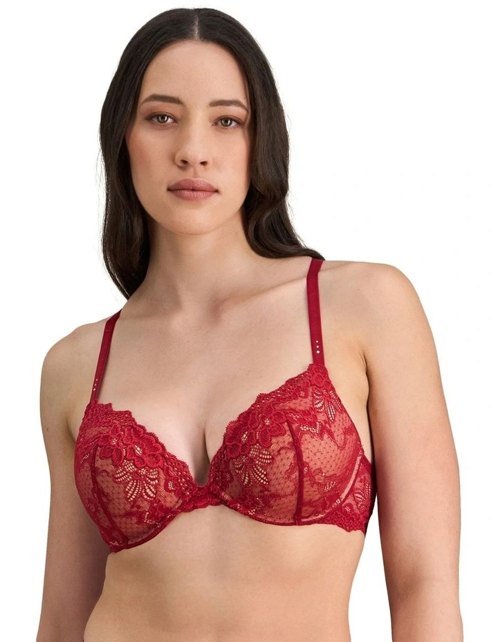 My Fit Lace Graduated Push up Plunge Bra in Jester Red image 1