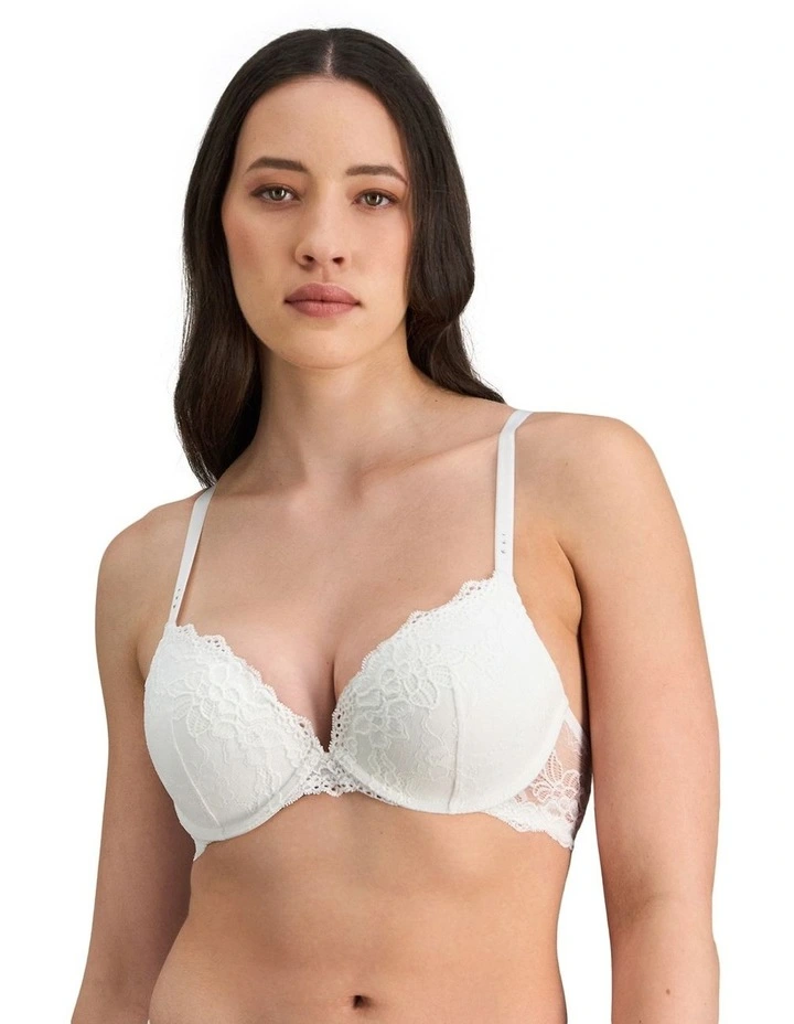 My Fit Lace Graduated Push up Plunge Bra in White image 1