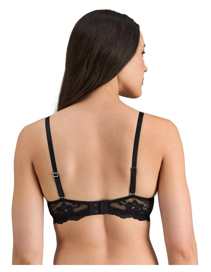 Lace Graduated Push Up Plunge Bra in Black image 2