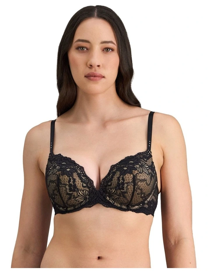 Lace 200% Boost Push Up Plunge Bra in Black image 1