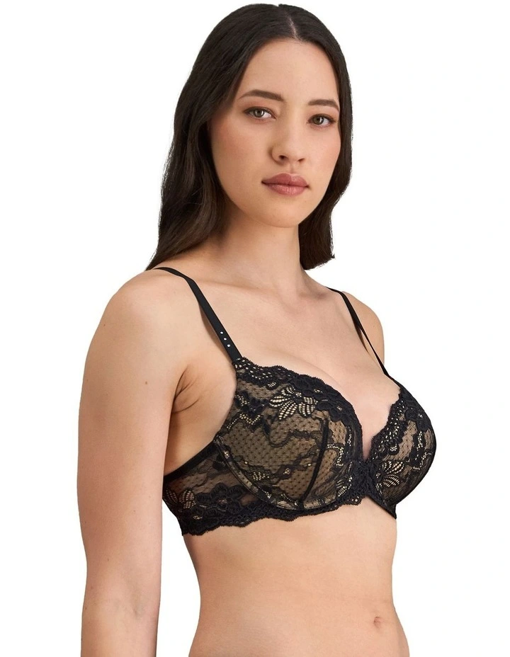 Lace 200% Boost Push Up Plunge Bra in Black image 3