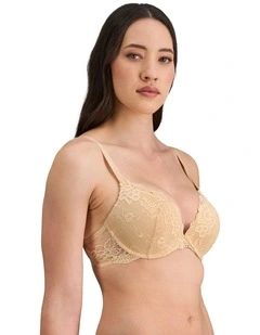 Lace Graduated Push Up Plunge Bra in Frappe