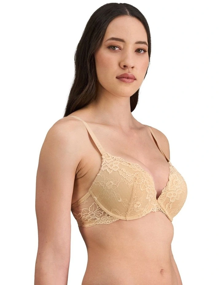Lace Graduated Push Up Plunge Bra in Frappe image 1