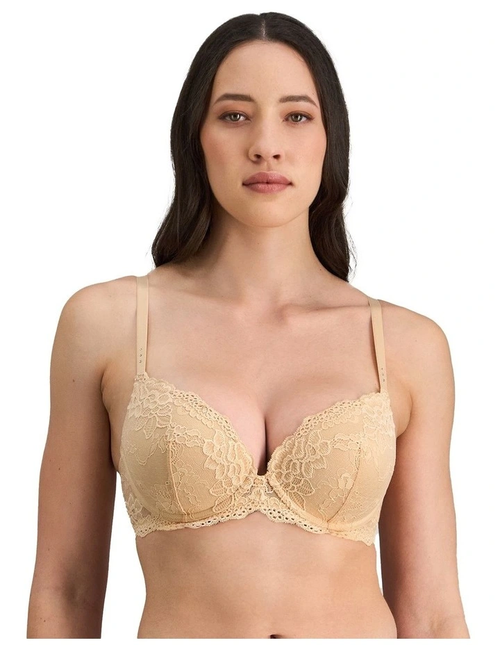 Lace 200% Boost Push Up Plunge Bra in Frappe image 1