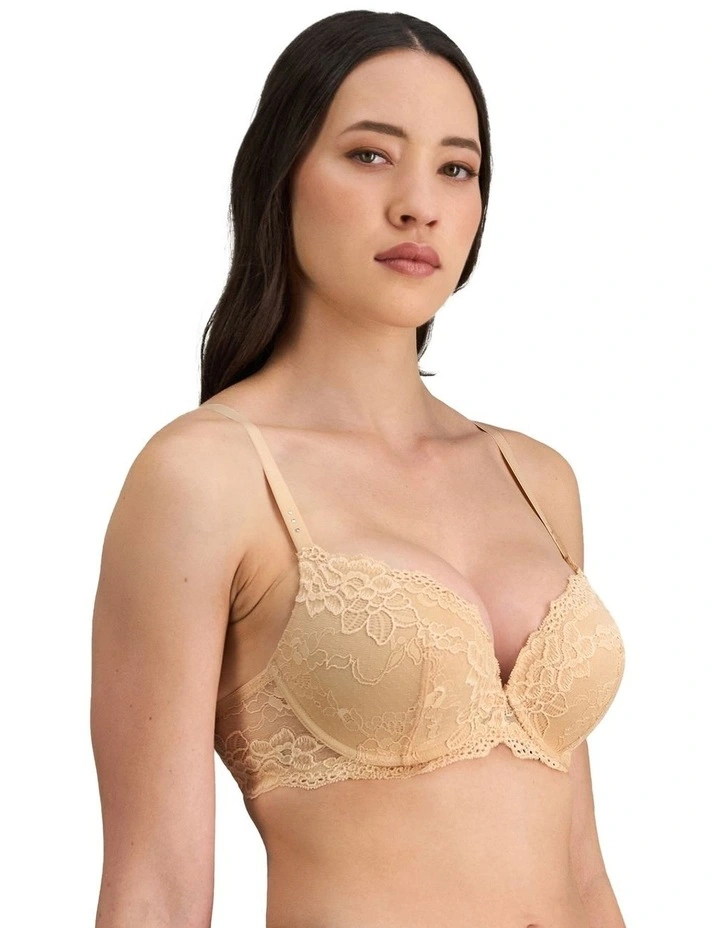Lace 200% Boost Push Up Plunge Bra in Frappe image 3