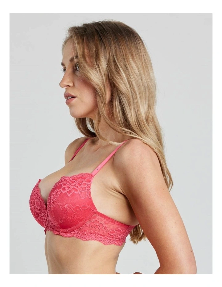 Pleasure State Lace Push-Up Plunge Bra In Raspberry | MYER