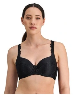 Damask Contour Bra in Black