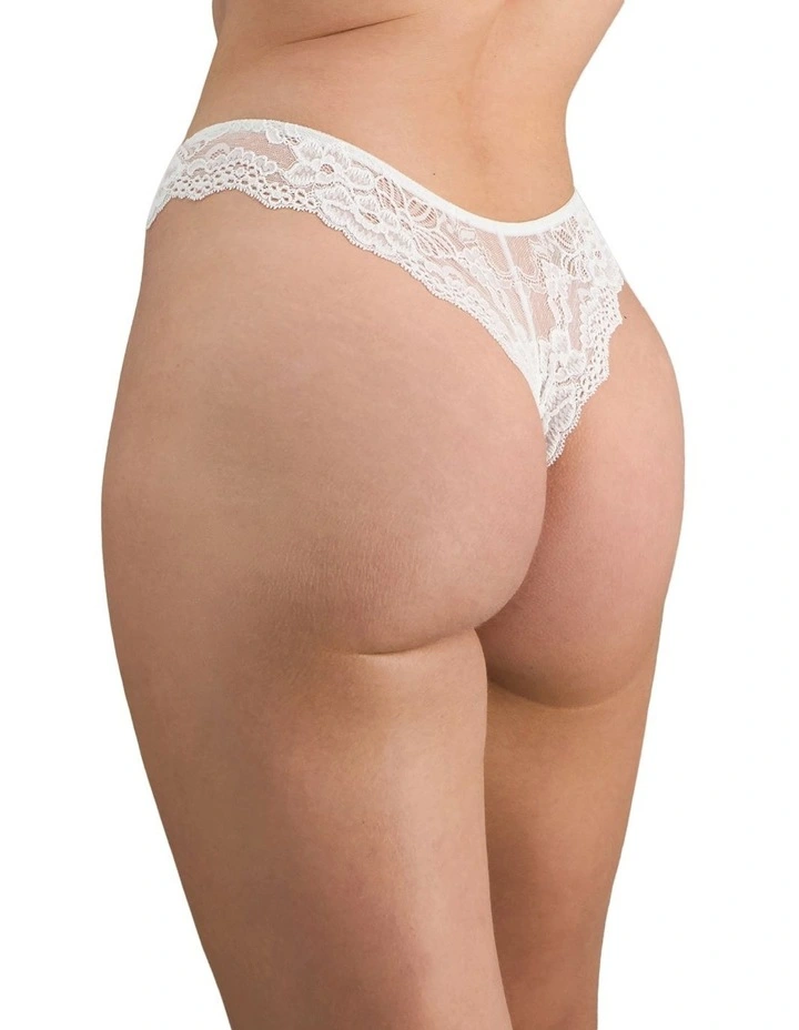 My Fit Lace Thong in White image 2