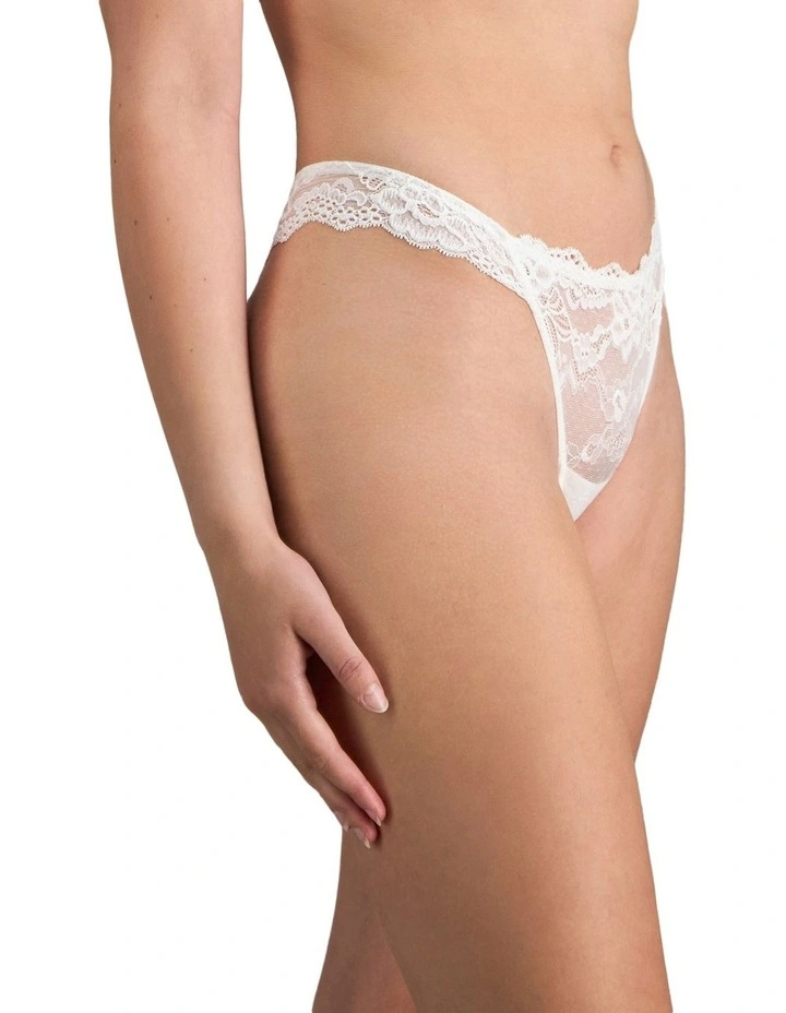 My Fit Lace Thong in White image 3