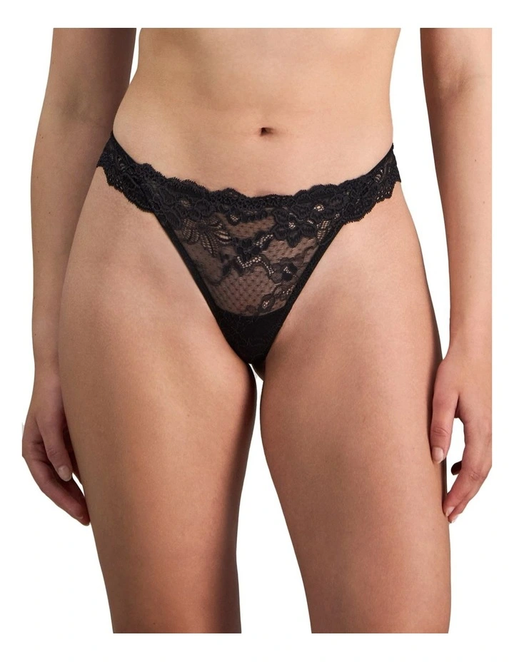 My Fit Lace Thong in Black image 1