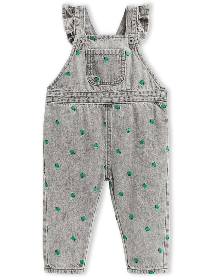 Apple Embroidered Overall in Slate Wash image 1