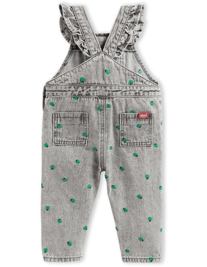Apple Embroidered Overall in Slate Wash image 2