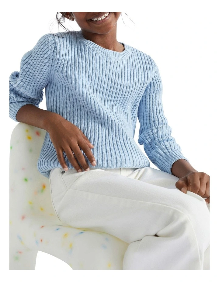Rib Knit Sweater in Pale Blue image 2