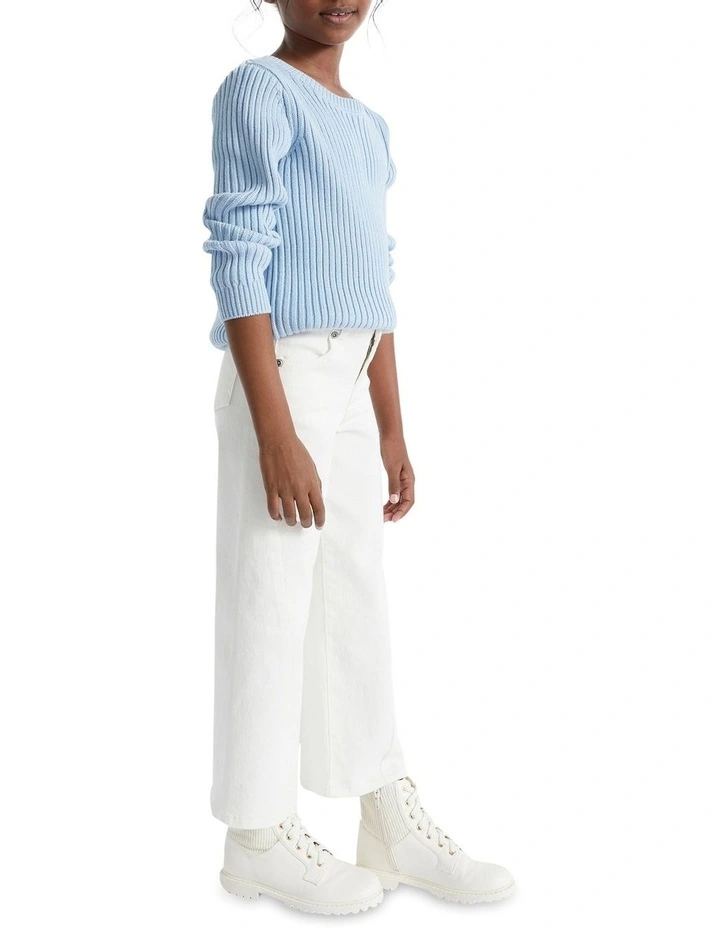 Rib Knit Sweater in Pale Blue image 3