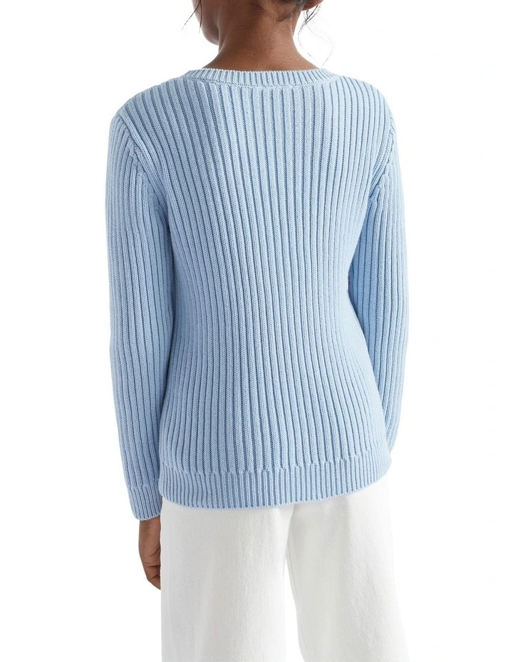 Rib Knit Sweater in Pale Blue image 4