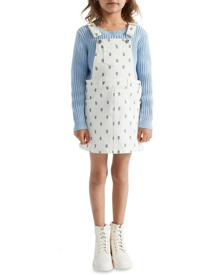 Floral Denim Pinafore Dress in Canvas Wash image 2