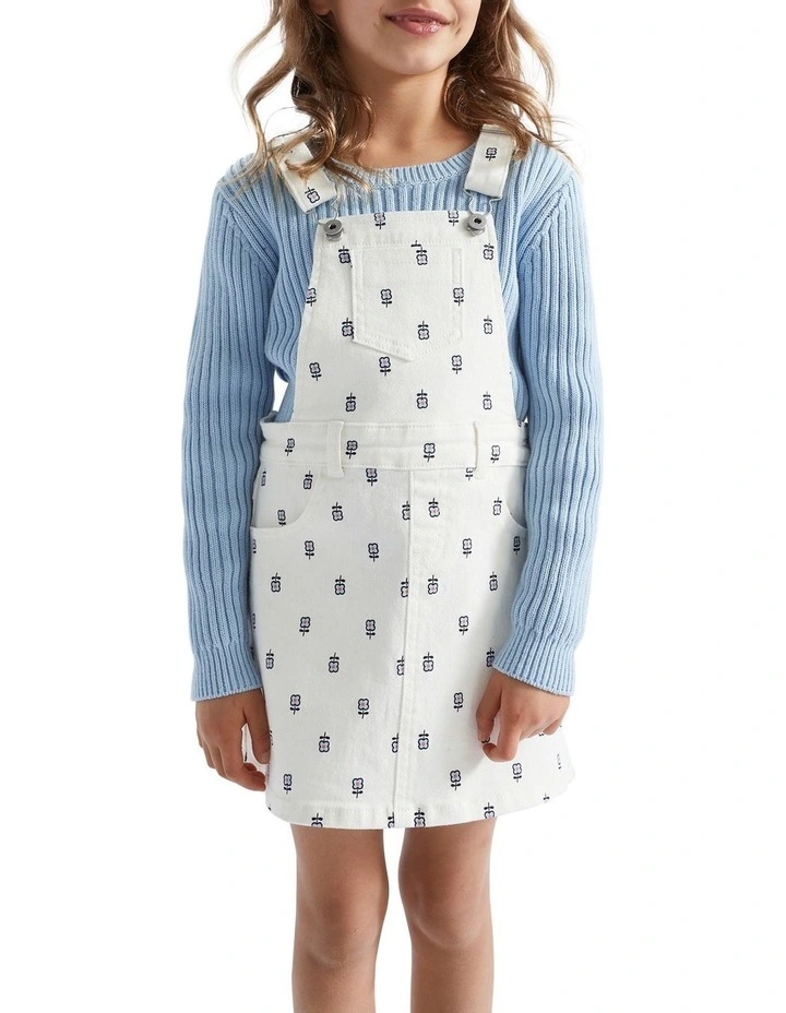 Floral Denim Pinafore Dress in Canvas Wash image 3