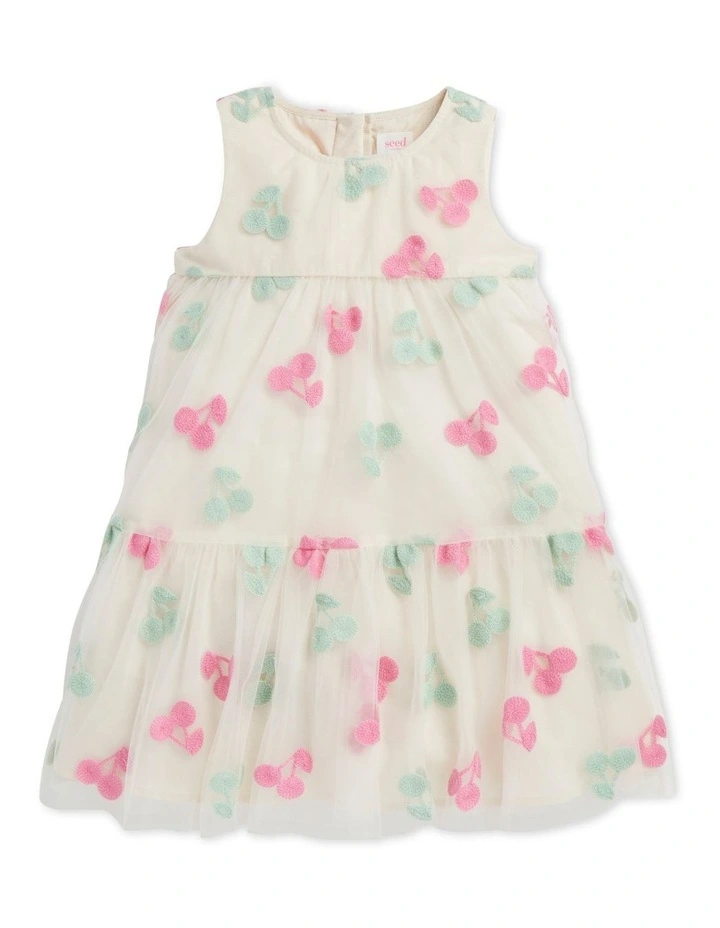 Seed Heritage Multi Cherry Embroidered Dress in Creme | MYER